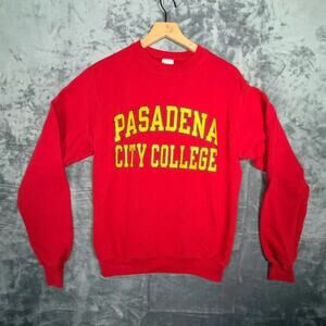 Champion Pasadena City College Mens Sweatshirt S‎ Red Crewneck Pullover Graphic